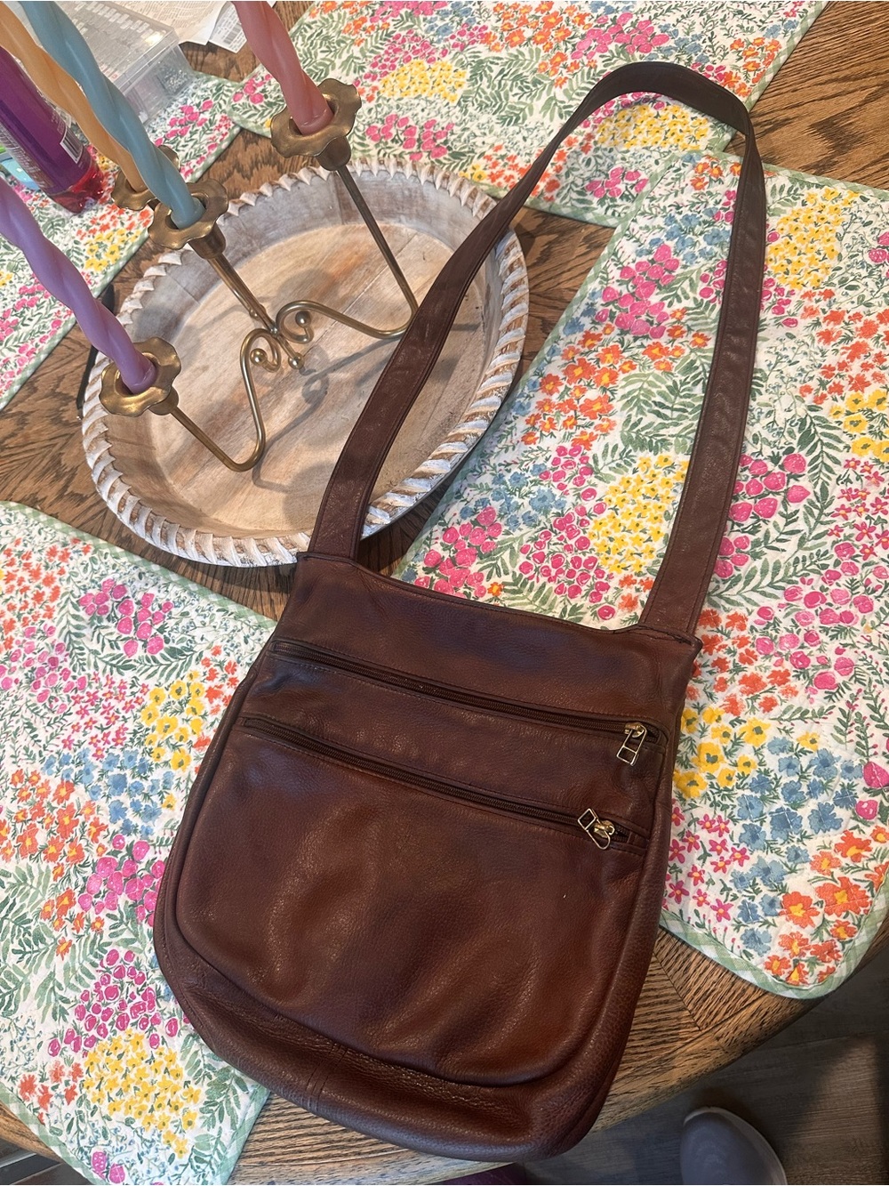 Vintage Brown Leather SVEN Crossbody Bag